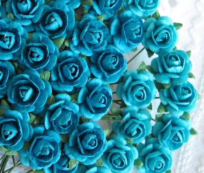 Papirblomster: Roser 1.2cm, Turkis