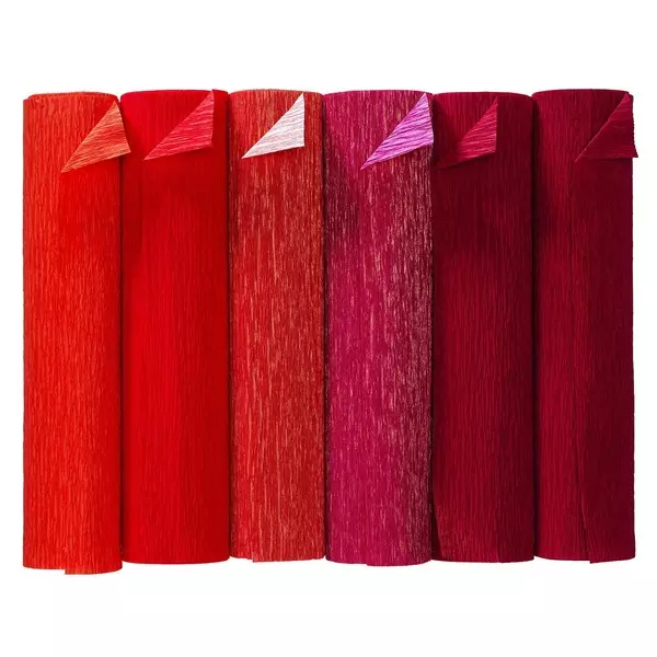 KREPPAPIR I RØDE NYANSER 6 STK