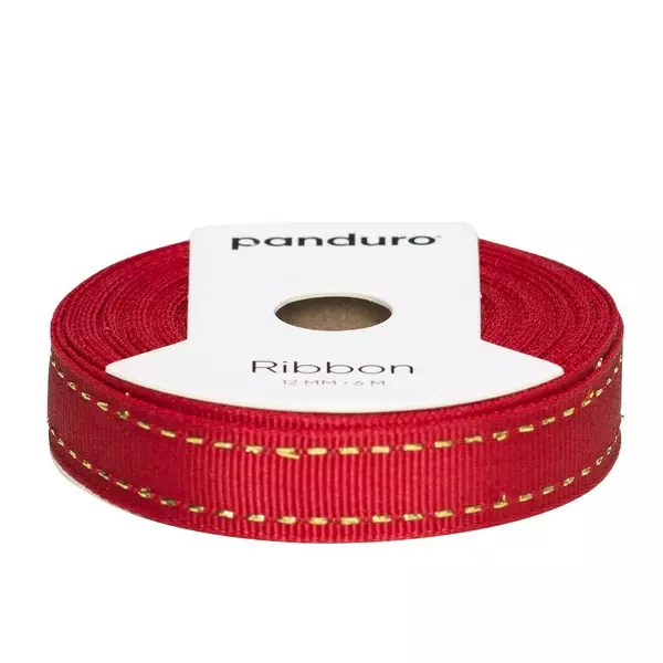 DEKORBÅND 12 MM X 6 M RØD GULL