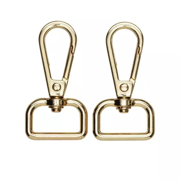 Karabinkroker karabinlås for skulderrem 2-pakning, gullfarget 50×25 mm, 20 mm åpning