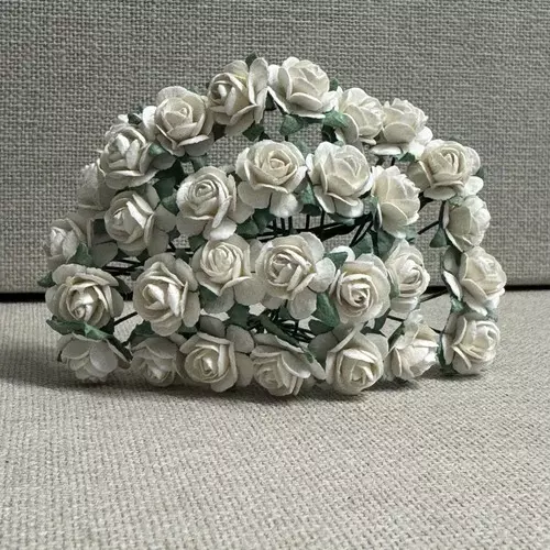 Papirblomster: Roser, 1.2cm, Hvit