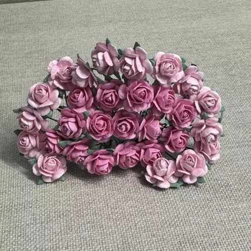 Papirblomster: Roser, 1.2cm, Lys Rosa