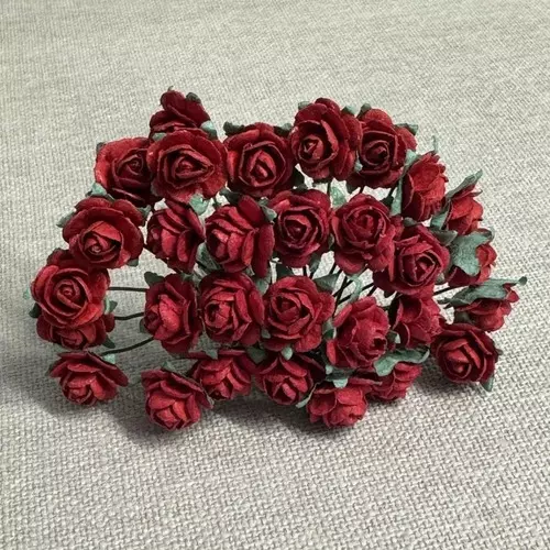 Papirblomster: Roser, 1.2cm, Rød