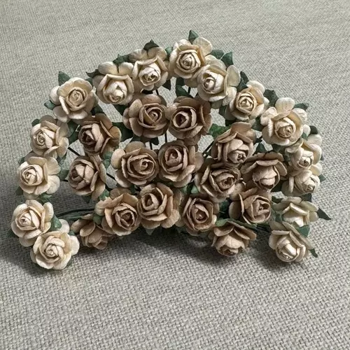 Papirblomster: Roser, 1.2cm, Beige