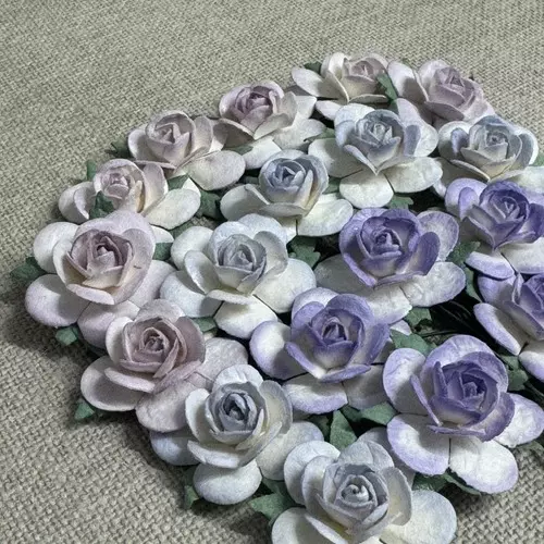 Papirblomster: Roser, 2.5cm, Lilla