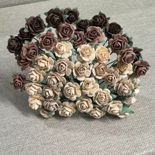 Papirblomster: Roser, 1.2cm, Brun Miks