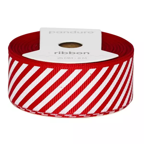 DEKORBÅND 25 MM X 8 M RØD POLK