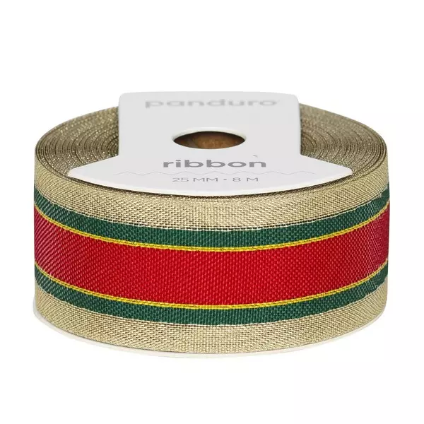 DEKORBÅND 25 MM X 8 M GRØNNRØD