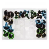 Fargerike sikkerhetsøyne, 16 par i 4 ulike farger.