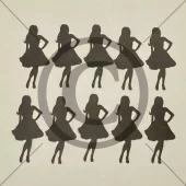 Utklipp: Dame, Mørk, 10pk