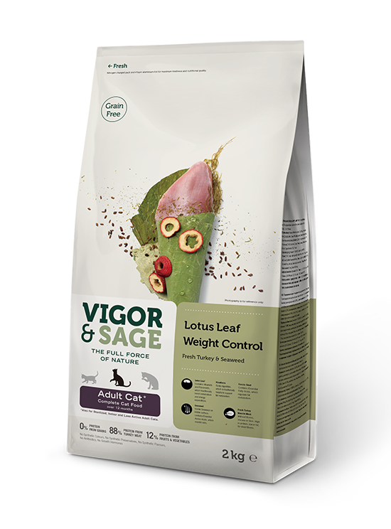 Vigor & Sage Lotus Leaf Weight Control Adult Cat Food 2KG
