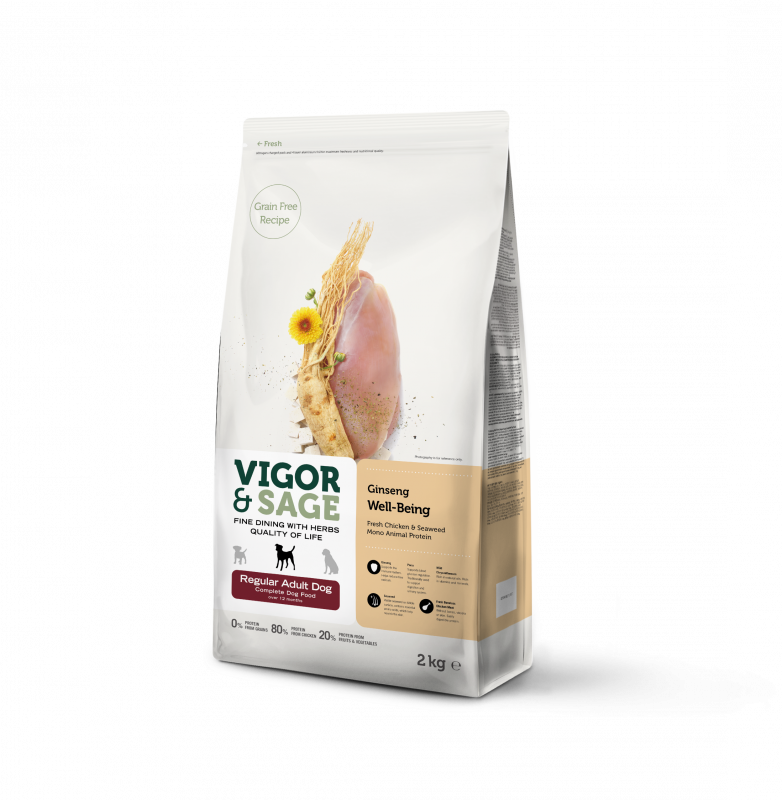 Vigor & Sage Ginseng Well-Being Regular Adult Dog Food 12KG