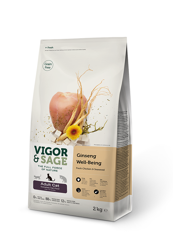 Vigor & Sage Ginseng Well-Being Adult Cat Food 2KG