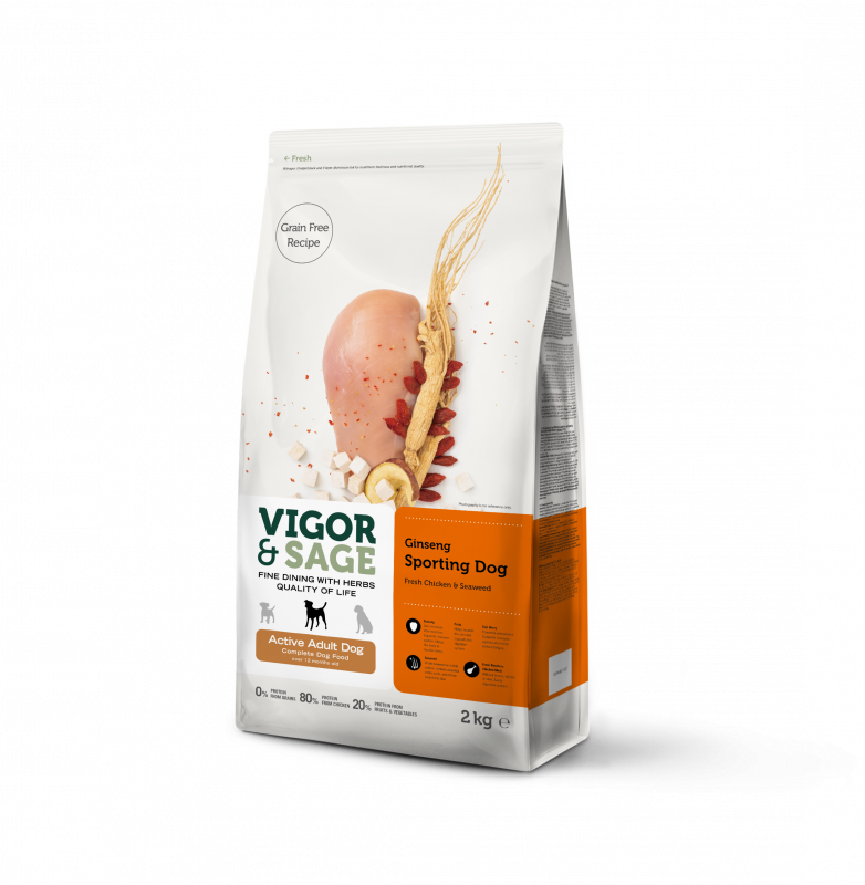 Vigor & Sage Ginseng Sporting Active Adult Dog 2kg