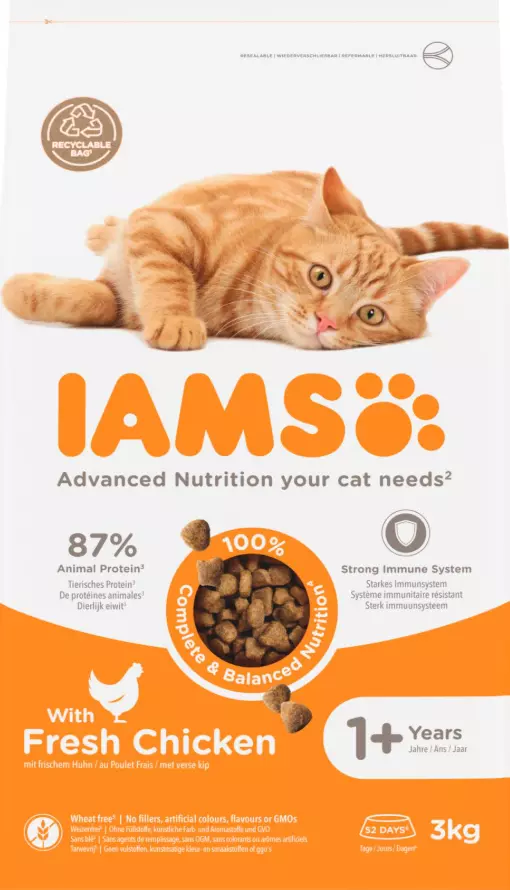 Iams Cat Vitality Adult Chicken, 3 kg