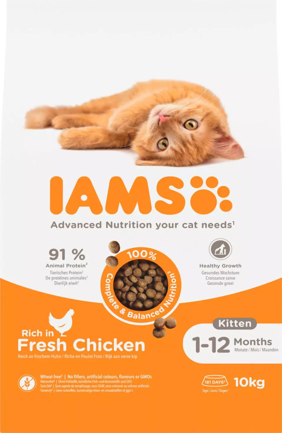 Iams Cat Vitality Kitten & Junior Chicken, 10 kg