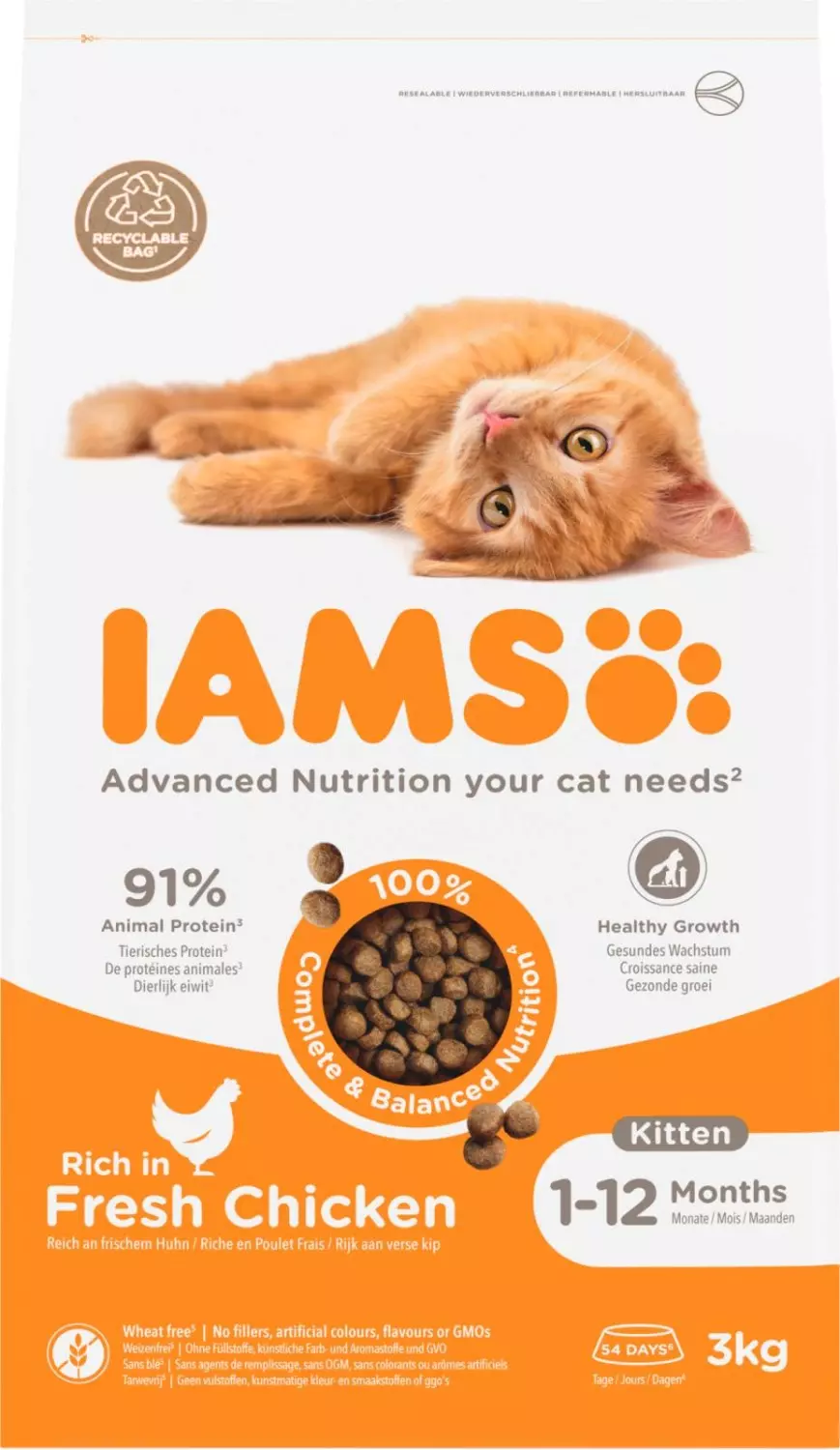 Iams Cat Vitality Kitten & Junior Chicken, 3 kg