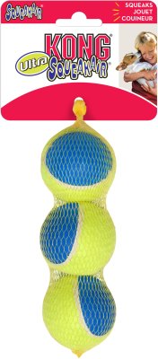 KONG Ultra SqueakAir Ball, medium, 3 baller i nett