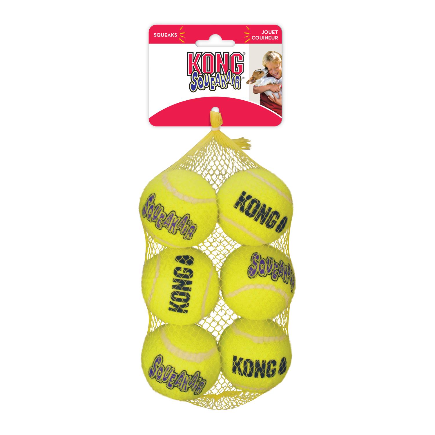 KONG AirDog Squeaker tennisball 6 stk i nett, medium