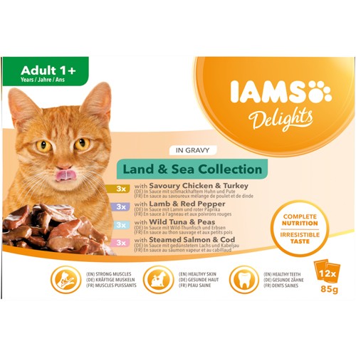 Iams Cat Adult Land & Sea Gravy, 12x85 g