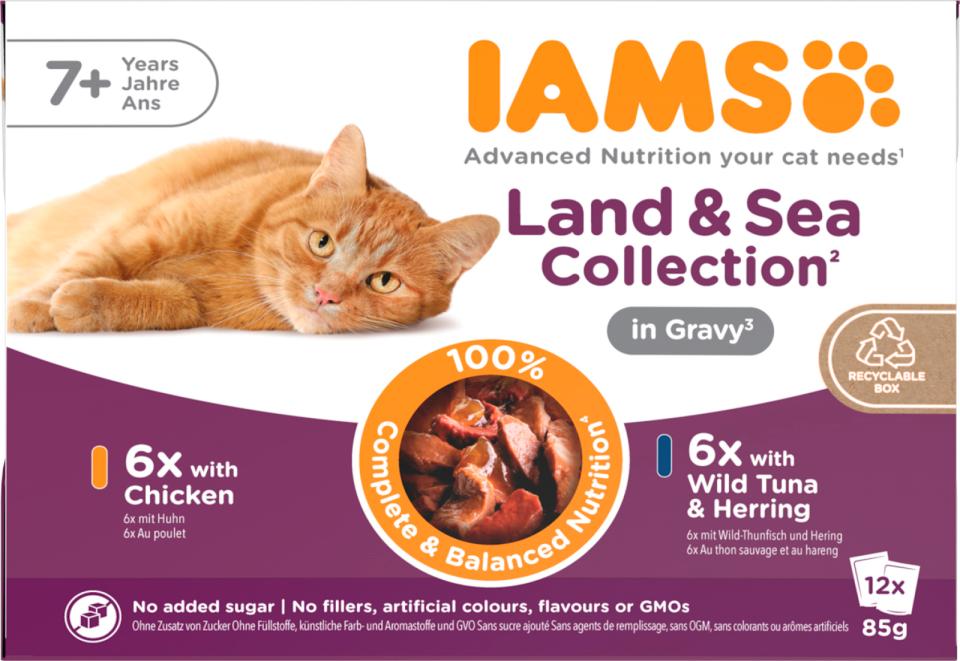 Iams Cat Delights Senior Gravy, 12x85 g