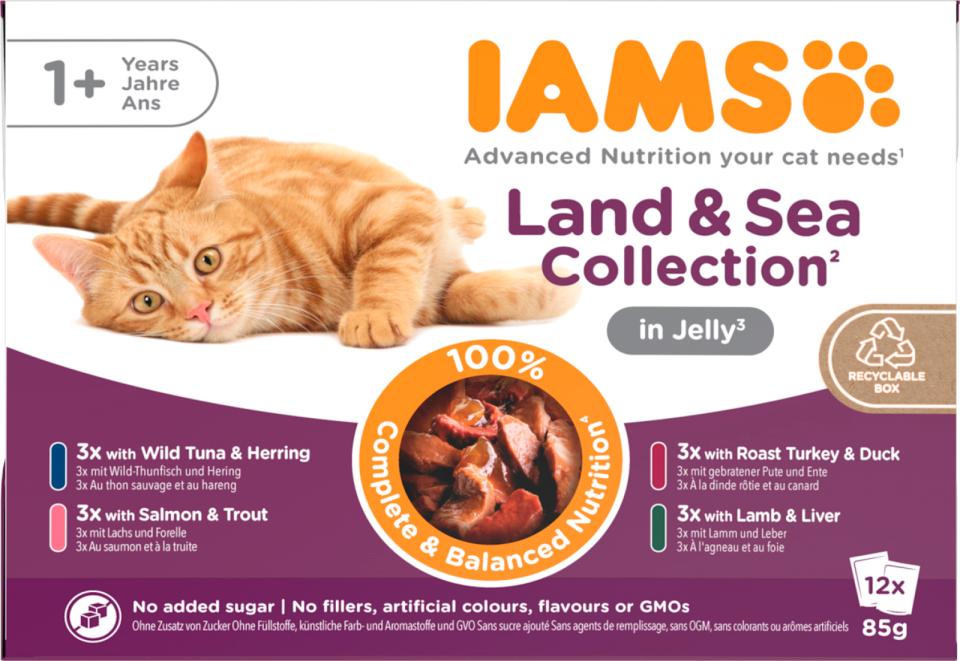 Iams Cat Adult Land & Sea Jelly, 12x85 g