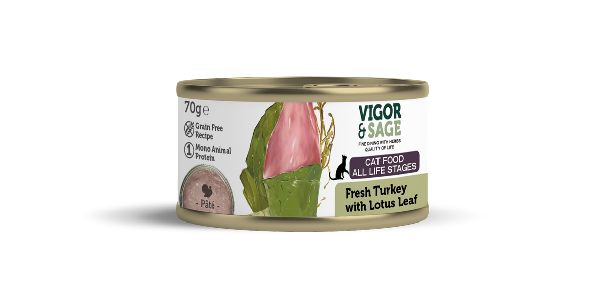 Vigor&Sage Cat Fresh Turkey With Lotus Leaf 70g Can
