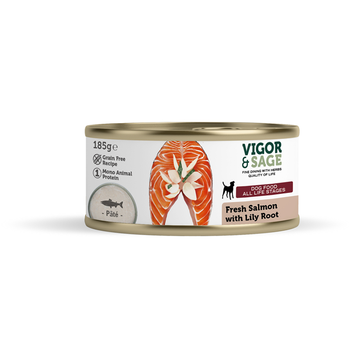 Vigor & Sage Lily Root & Fresh Salmon Dog 185G Can