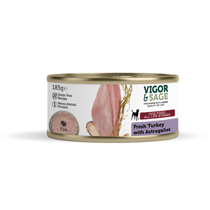 Vigor & Sage Astragalus & Fresh Turkey Dog 185G Can