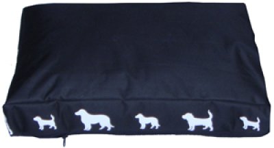 Hundemadrass, svart med hvite silhuetter 90x59x8cm