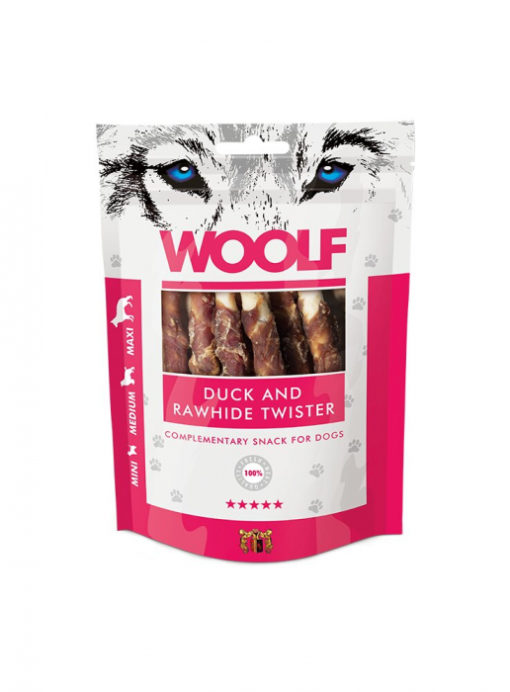 Woolf Duck and Rawhide Twister 100g