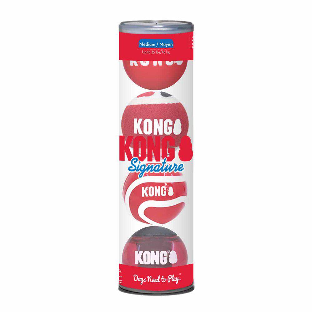 Kong Signature Balls 4-pack Medium Mix Ø7cm