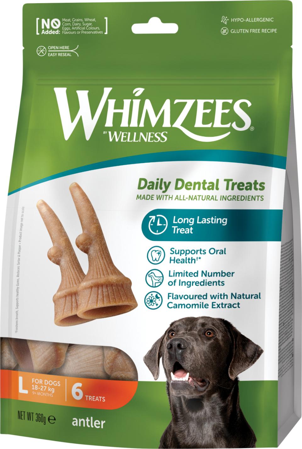 Whimzees Occupy Antler L 360 g pose - 6 chew