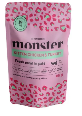 Monster Cat Pouches Kitten Chicken/Turkey 85 g