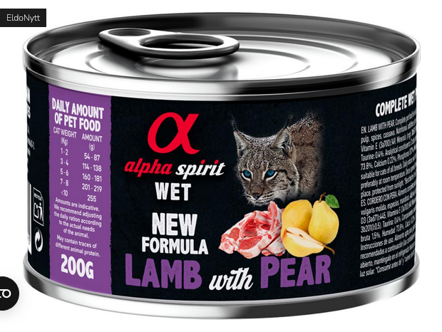 AlphaSpirit Våtfôr Cat Lamb with pear 200g