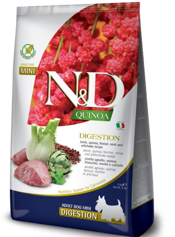 FARMINA DOG QUINOA DIGESTION LAMB & FENNEL ADULT MINI 2,5 KG