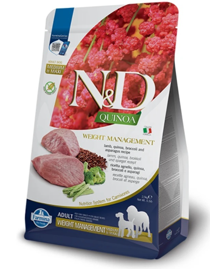 FARMINA DOG QUINOA WEIGHT MANAGEMENT LAMB & BROCCOLI ADULT MEDIUM & MAXI 7 KG