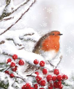 Serviett Robin in snow lunsj