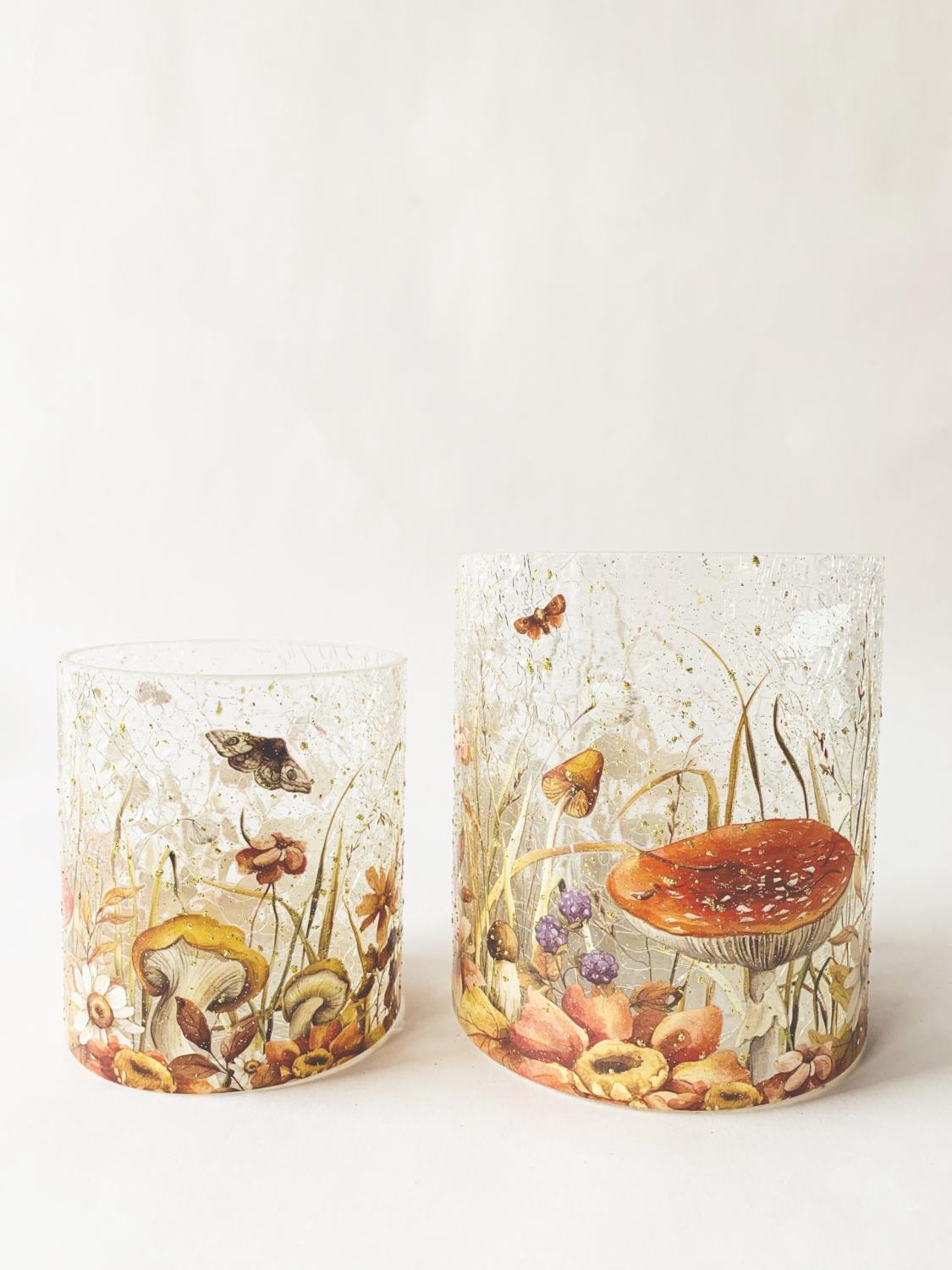 Lysglass krak Sopp/glitter 9x10cm