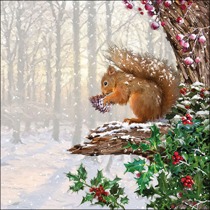 Serviett Squirrel in tree lunsj