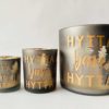 Lysglass 15x15cm Hytta