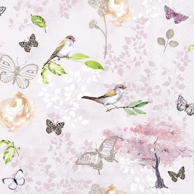 Serviett Birds and butterflies lunsj