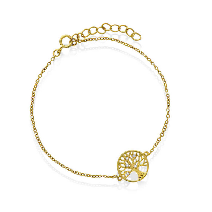 Livets tre armbånd forgylt cz