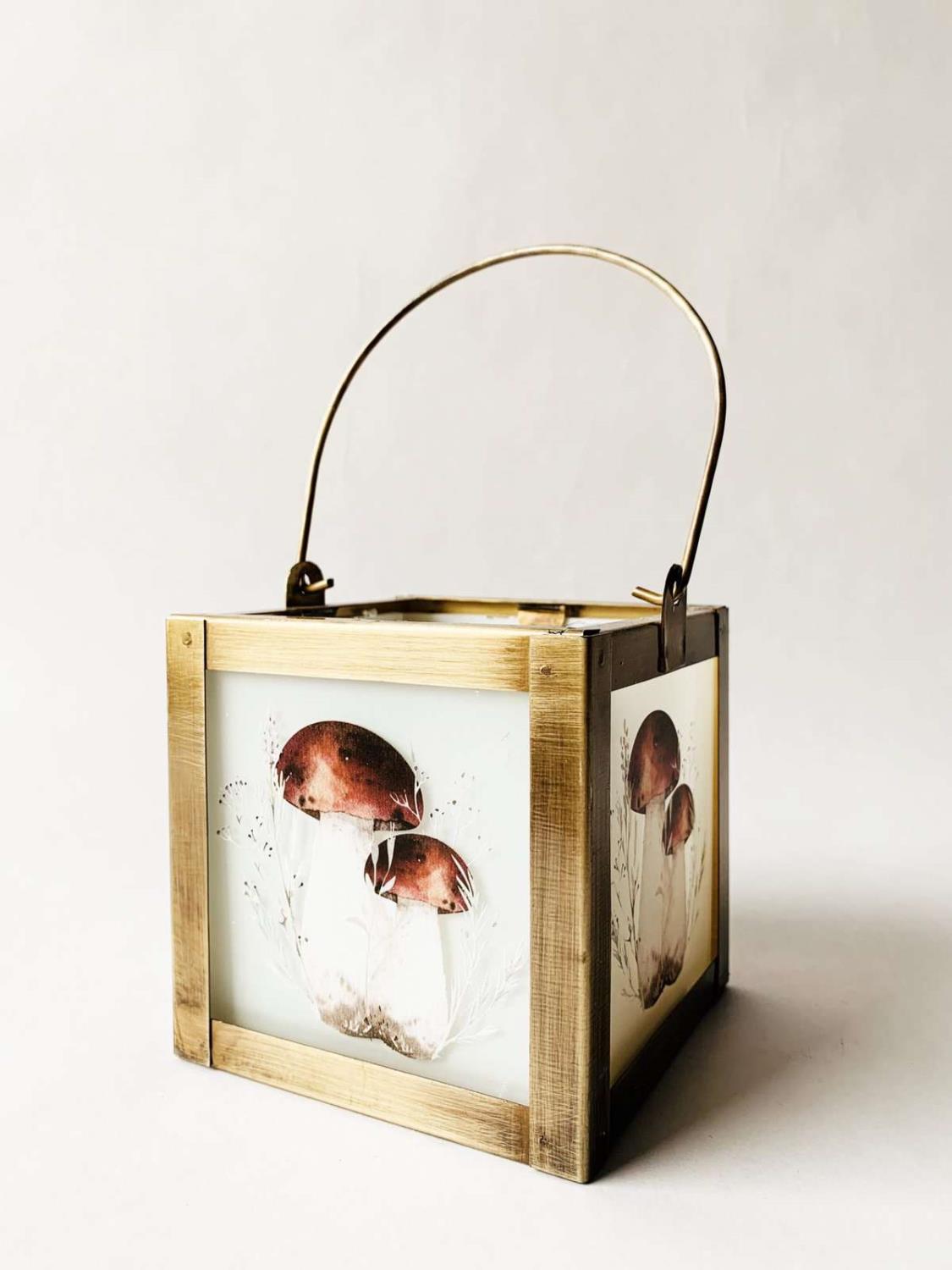 Lykt metall 10x10x10cm Sopp