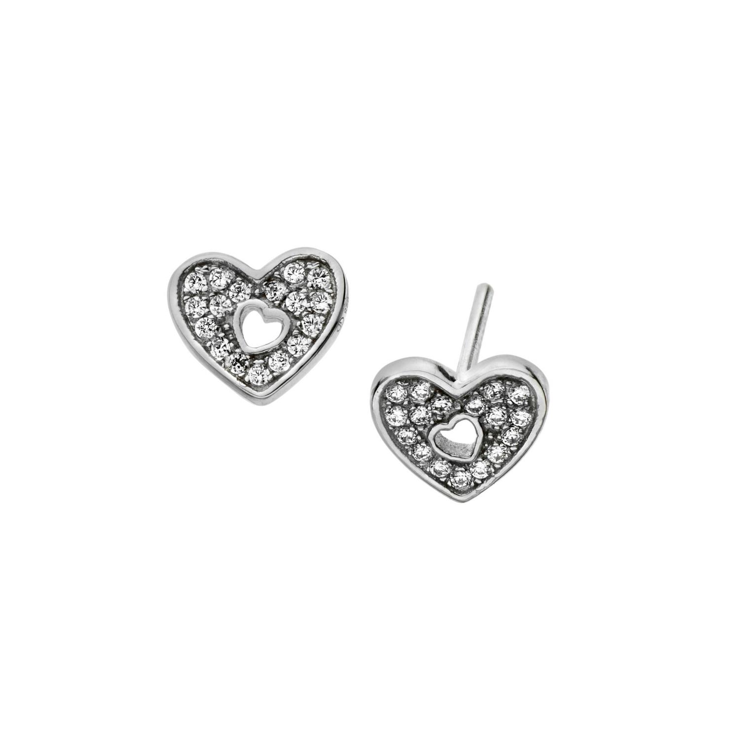 Ørepynt hjerte sølv m/zirkonia