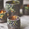 Lysglass mosaikk h 8cm