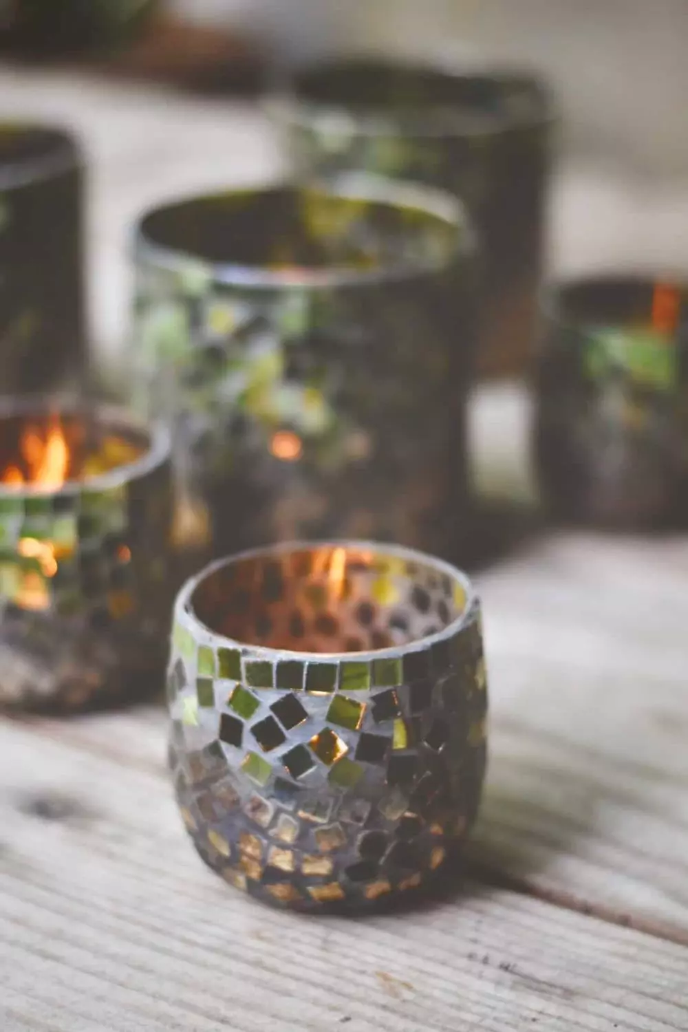 Lysglass mosaikk h 8cm