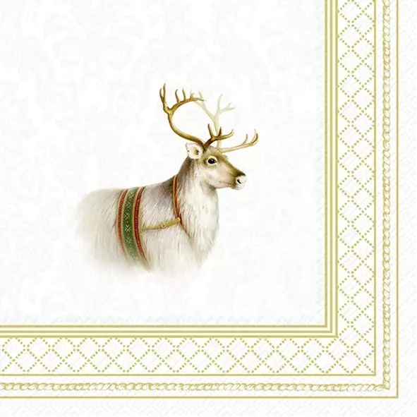 Serviett Classic Christmas Reindeer kaffe