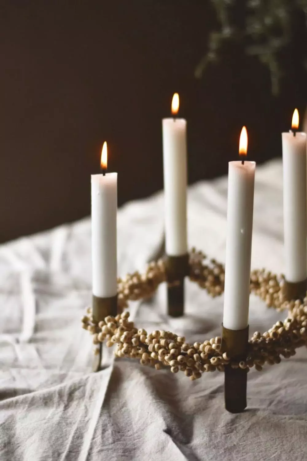 Adventsstake m/treperler creme