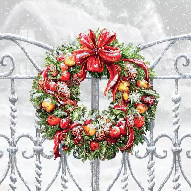 Serviett Wreath on fence lunsj